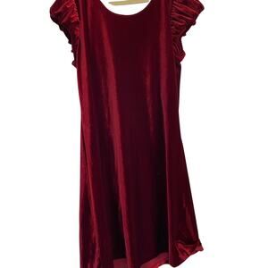 Ralph Lauren Girls Deep Red Velvet Dress Size XL 16